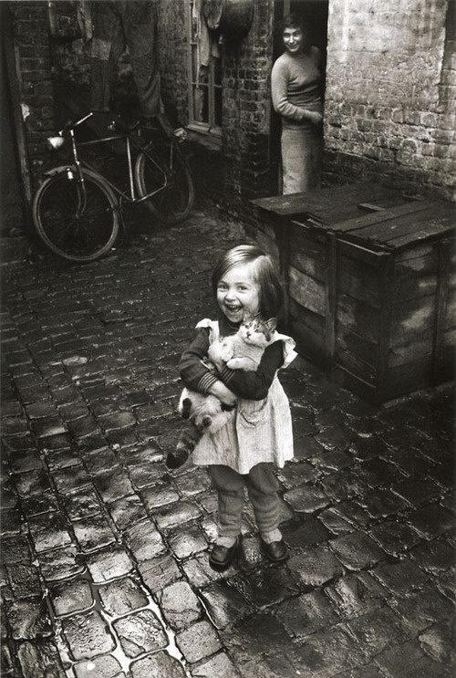 Girl and Cat, Roubaix, France, 1958-59 Photo by Jean-Philippe Charbonnier