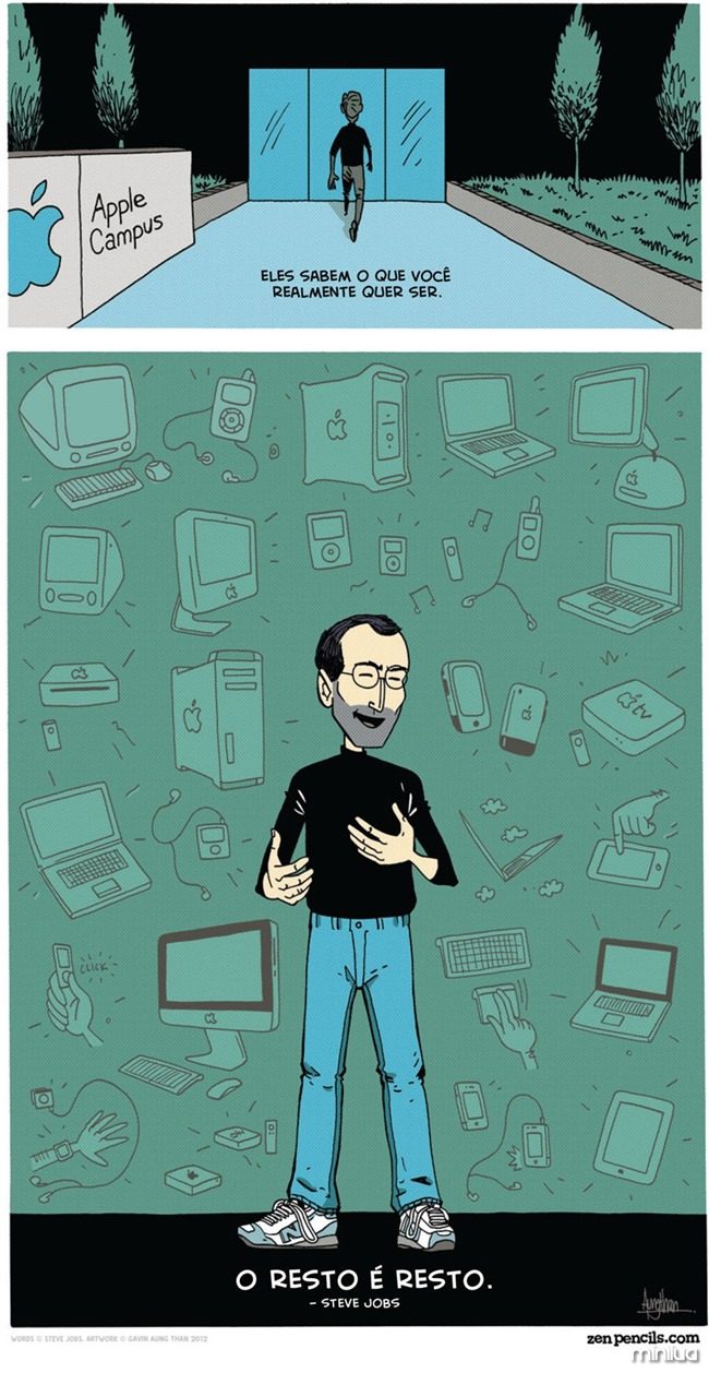 contioutra.com - Tirinha sobre a importância do tempo- Steve Jobs