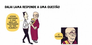 Dalai Lama responde a uma questão- tirinha