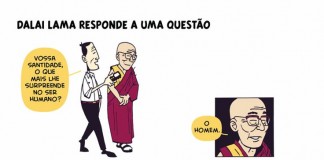 Dalai Lama responde a uma questão- tirinha Dalai Lama responde a uma questão- tirinha