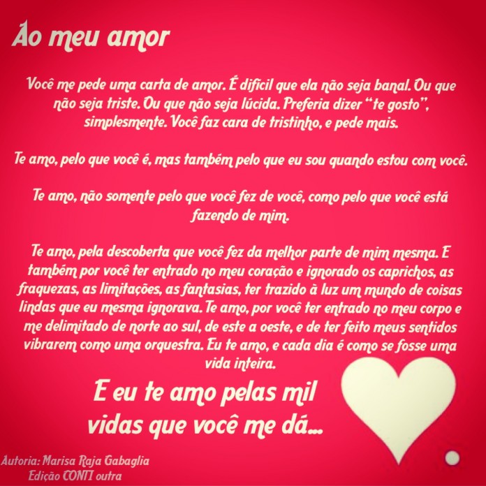 Você me pede uma carta de amor. É difícil que ela não seja banal…