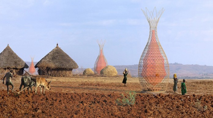 Escultura inspirada em árvore africana produz água potável para comunidades carentes