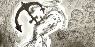 Pássaro com asas de âncora