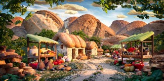 Paisagens deslumbrantes criadas com comida