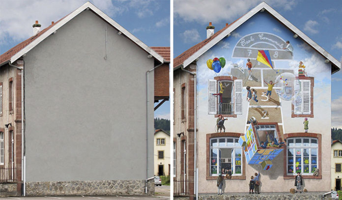 Artista transforma fachadas de prédios em obras de arte cheias de vida