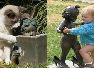 26 imagens inacreditáveis da interação entre animais, pessoas e estátuas que farão o seu dia mais feliz