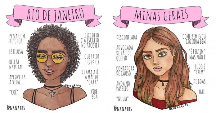 Ilustradora faz desenhos incríveis das mulheres de cada estado do Brasil