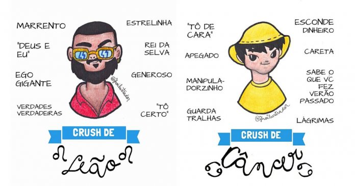 Ilustrador mostra de forma divertida como é o “crush” de cada SIGNO?