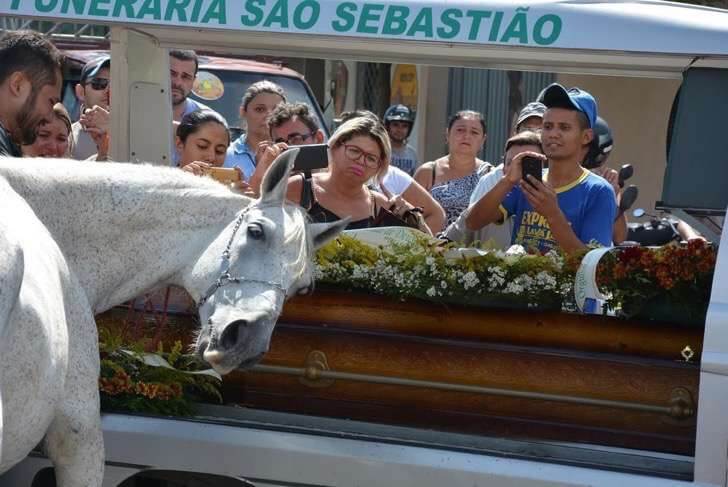contioutra.com - Cavalo aflito se aproxima para dar o último adeus no funeral de seu melhor amigo humano