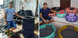 Jovem transforma pneus velhos em lindas caminhas para pets. Jovem transforma pneus velhos em lindas caminhas para pets.