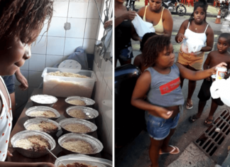 Como festa de aniversário de seus 8 anos, Adrielly distribuiu marmitas para desabrigados