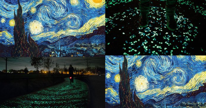 Holanda homenageia obra de Van Gogh com ciclovia que brilha no escuro