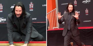 Keanu Reeves imortalizou suas impressões na “Calçada da Fama”.
