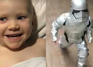 Pequena guerreira: Com traje de Star Wars, garotinha comemora fim da luta contra o câncer