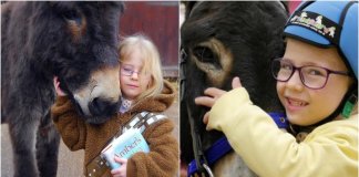 Garotinha que não conseguia falar diz as primeiras palavras da vida ao seu burro: “Eu te amo” Garotinha que não conseguia falar diz as primeiras palavras da vida ao seu burro: “Eu te amo”