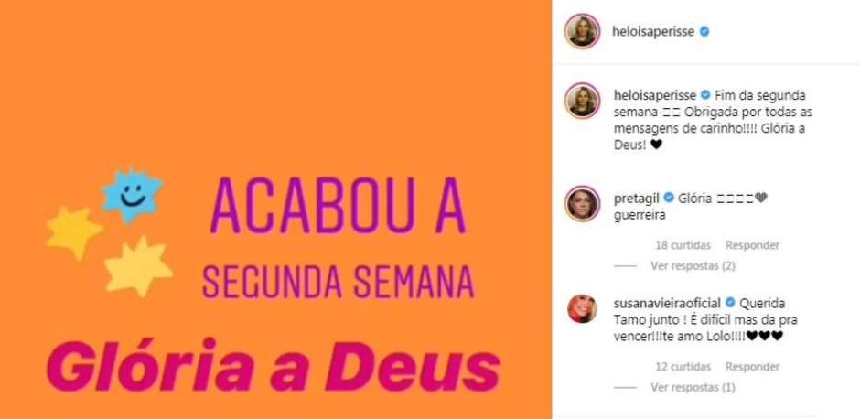 contioutra.com - Susana Vieira manda mensagem para Heloisa Périssé, que enfrenta tratamento contra câncer