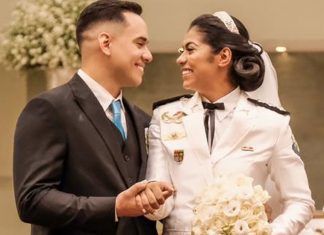 Capitã da PM se casa na igreja usando ‘vestido-farda’