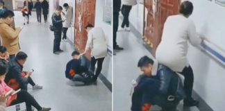 Marido se oferece como cadeira humana para sua esposa grávida