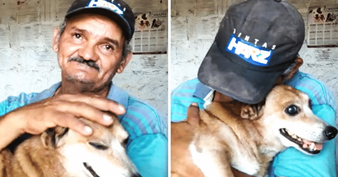 “Eu podia perder tudo menos ele”, diz pedreiro ao reencontrar seu cachorrinho após incêndio.