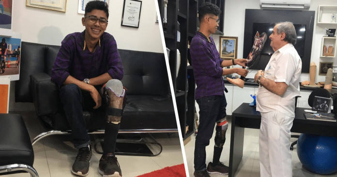 Jovem que fez ‘perna caseira’ com R$ 40 ganha prótese original