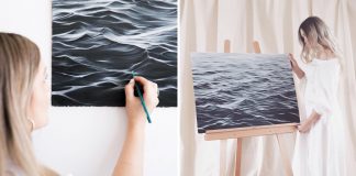 Ela abandonou o seu emprego para pintar as ondas do mar.