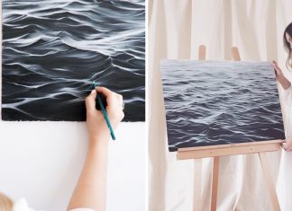 Ela abandonou o seu emprego para pintar as ondas do mar.