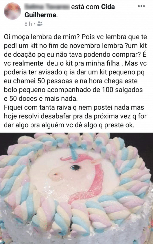 contioutra.com - Confeiteira que foi humilhada por doar &ldquo;bolo pequeno demais&rdquo; recebe apoio e carinho na internet