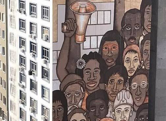 Artista usa lama de Brumadinho como tinta em painel inspirado em Tarsila do Amaral