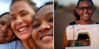 Carolina Ferraz doa máquinas de costura para que mulheres tenham seu próprio ateliê no sertão baiano