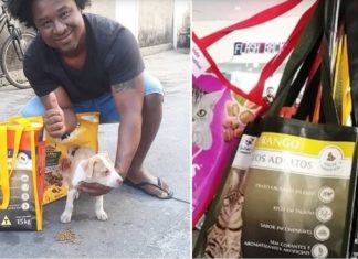 Estudante cria bolsas ecológicas com sacos de ração e usa renda para alimentar cães e gatos de rua