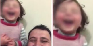 Pai sírio inventa jogo para que sua filha não tenha medo do barulho das bombas