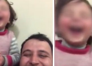 Pai sírio inventa jogo para que sua filha não tenha medo do barulho das bombas