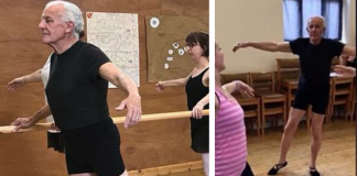 Após a morte de sua esposa, idoso de 75 anos aprende balé e passa em exame.