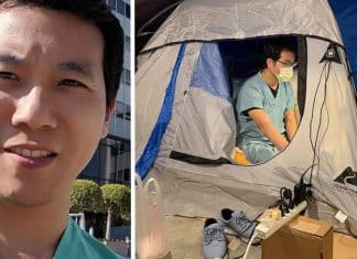 Com a pandemia, médico passa a morar em uma barraca na garagem para proteger sua família.