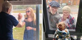 Fotos emocionantes mostram como as pessoas visitam seus parentes sem prejudicá-los