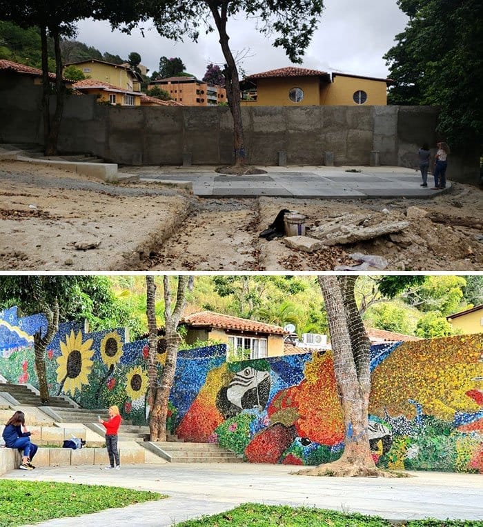 contioutra.com - Artista venezuelano cria mural com 200 mil tampinhas de plástico