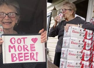 Vovó em isolamento implora a vizinhos pela janela, “Preciso de mais cerveja”; pedido viraliza e ela recebe 150 latinhas