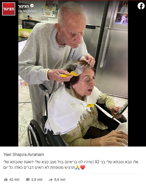 contioutra.com - Vovô de 92 anos pinta os cabelos da esposa durante isolamento; “Faz tudo para que ela se sinta bonita”
