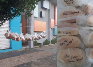 Moradores de Limeira penduram lanches em varal para ajudar pessoas em situação de rua durante pandemia