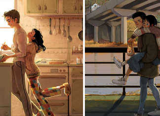 Em série de ilustrações, artista retrata o aconchego da vida de um casal apaixonado
