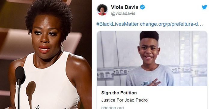 Atriz Viola Davis compartilha petição que pede justiça no caso do menino João Pedro