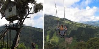 O temido balanço no fim do mundo que tem vista para um enorme vulcão