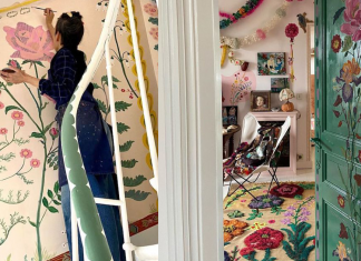 Durante a quarentena, artista francesa transforma todas as paredes de sua casa com lindas pinturas