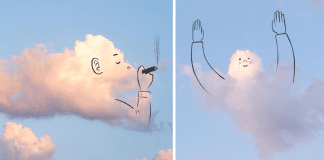 Artista faz sucesso nas redes sociais com suas ilustrações que dão vida às nuvens. Muito criativo!