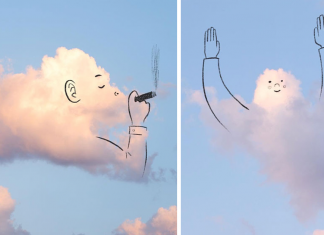 Artista faz sucesso nas redes sociais com suas ilustrações que dão vida às nuvens. Muito criativo!