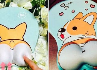 Apaixone-se pelo mousepad com apoio de pulso no formato de um bumbum de cachorrinho