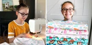 Menina de 11 anos produz milhares de máscaras e centenas de cobertores para crianças de baixa renda Menina de 11 anos produz milhares de máscaras e centenas de cobertores para crianças de baixa renda