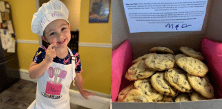 Garotinha de apenas 3 anos fez mais de 1000 biscoitos para os trabalhadores da linha de frente.