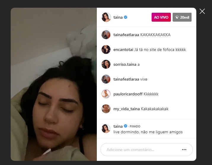 contioutra.com - Influenciadora dorme em live e alcança 20 mil espectadores em menos de 5 minutos