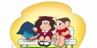 Mônica consola Mafalda em homenagem ao cartunista Quino, falecido nesta quarta-feira Mônica consola Mafalda em homenagem ao cartunista Quino, falecido nesta quarta-feira